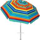 AMMSUN Beach Umbrellas for Sand Heavy Duty Wind Portable, 6.5ft Outdoor Umbrella with Sand Anchor and UV Protection, Parasols Includes Carry Bag for Beach, Patio, and Garden, Yellow Stripes