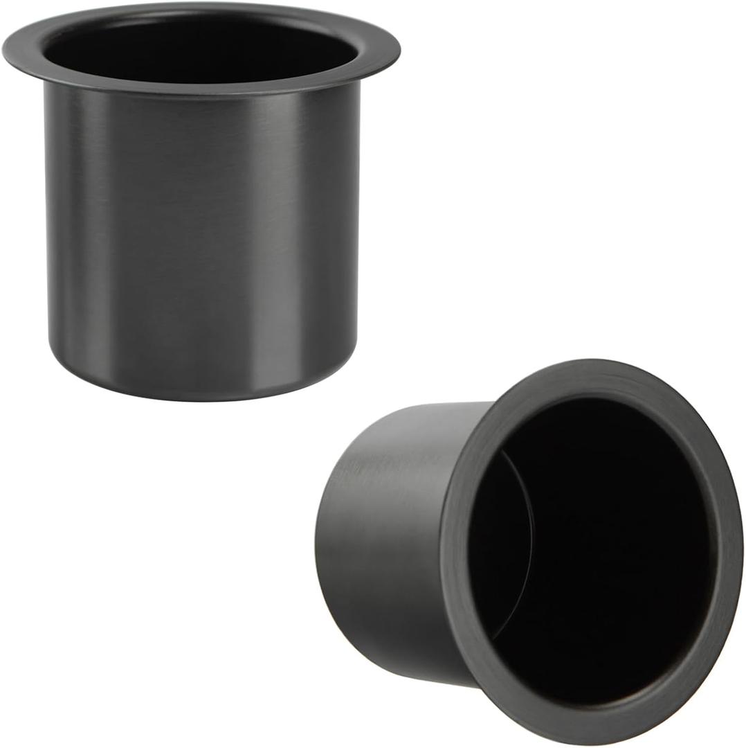 2Pcs Drop-in Cup Holder,304 Stainless Steel Automotive Cup Holders,Black Poker Table Drink Holder Dining Table Cinema Sofa Yacht Boats Cars Touring RV Car Drop-in Drink Cup Holder