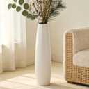 24" Tall Ceramic Floor Vase, GDSZJLJ White Large Decorative Vases for Modern Home Decor, Living Room, Minimalist Style Big Flower Vase for Pampas Grass, Flowers, Twigs, Office, Bedroom Dcor