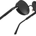 GYsnail Make the world clear Outdoor Steampunk Sunglasses For Men, Round Gothic Shades Women, Fashion Cool Protective Eyewear