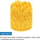 MECCANIXITY 4 Inch Wide 5 Yard Lace Ribbon Floral Pattern Light Yellow Lace Trim Ribbon for Sewing Making DIY Crafts Gift Wrapping Wedding Decor