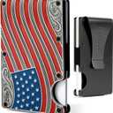 American Flag Wallet Engraved Metal Cardholder/WITH REMOVABLE Money Clip for Men with RFID Blocking - Slim, Stylish, and Secure Credit Card Holder (Red, White, Blue)