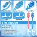 40 Pack 5-in-1 Disposable Toothbrushes with Toothpaste, Travel Toothbrush Set with Floss, Pick & Tongue Scraper, Individually Wrapped Mini Toothbrush for Adults, Work Camping - Mixed Flavor