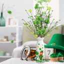 St Patricks Day Decorations, Saint Patricks Day Table Decor - Artificial Flowers 3 PCS with Vase, Leprechaun St Patricks Decor for Home, Dining Table, Bedroom, Shamrock Flowers Gifts for Women