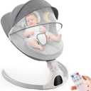 Baby Swing for Infants,Comfort Cradling Baby Rocker Portable Newborn Swing with Music/Remote Control/Timing Function,Grey (Gray)