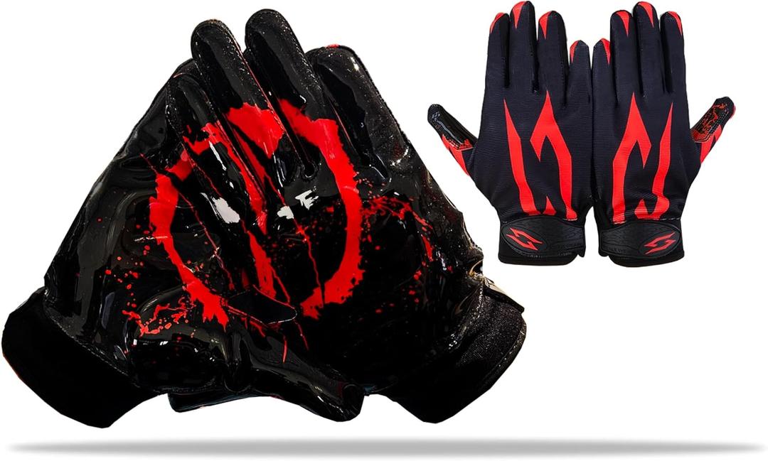 Football Gloves Receiver Ninja Stealth - Battle College Lineman Joker Ninja Stealth Football Gloves Elite Tacky Grip Palms Youth Kids Men Boys
