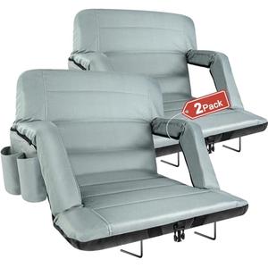 yeyeeyyee Stadium Seats with Back Support 2 Pack Wide, Exclusive Bleacher Chairs with Back and Cushion Folding Stadium Chairs, 6 Reclining Positions Waterproof Bleacher Seats (Wide|22.5" Grey)