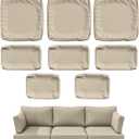 8 Pcs Outdoor Patio Cushion Covers, Replaceable Waterproof Furniture Covers, Outdoor Non-Slip Covers with Zippers, Covers Only, Cream