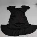 BeautyNee Women's Short Puff Sleeve Maternity Dress Summer Square Neck Ruffle Hem Smocked Bodycon Dress for Baby Shower (Black) L