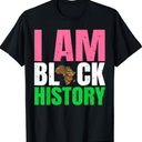 I Am Black History Pink and Green Historically Black College University T-Shirt, XXL