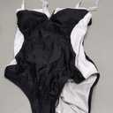 Daci Women's Tummy Control One Piece Swimsuit - Sexy Crisscross Back Bathing Suit (Large, Black and White)