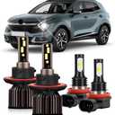 For Kia Soul 2009-2020 Lights Bulbs With Cooling Fan, 400% Brightness Hi and Lo Beam+Fog Light Bulbs, 6000K Cool White, 30000LM Super Bright, Efficient Heat Dissipation, Plug And Play, 4PCS