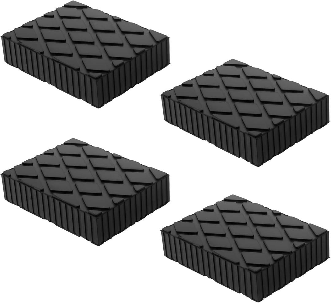 4 Pack Solid Rubber Auto Lift Pads, Anti-Skid Lift Block Spacer Pad for Car Lifts, Jacks and Racks, 3000lbs Loading Capacity, 6-1/3" x 4-3/4" x 1.5"
