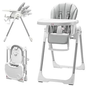 KÜB 3-in-1 Foldable Baby High Chair | Multifunctional Infant High Chairs for Babies and Toddlers | Removable Seat & Tray Easy Clean | 7 Height & 4 Recline Adjustable | 2 Locking Wheels Grey