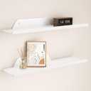 Floating Shelves for Wall, Off Center Metal Shelves for Living Room, White Floating Shelves for Wall Decor, 16” Hanging Shelves for Bedroom Bathroom Kitchen Plants(2 PCS), 16in*2