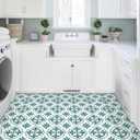 MORCART 7.87" x 7.87" Peel and Stick Floor Tile, 20 PCS Self-Adhesive DIY Vinyl Flooring for Renters, Removable and Waterproof Tile Sticker for Bathroom, Kitchen, Staircase (Blue Spruce Retro Design)