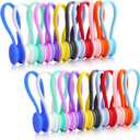 Motiloo 24 Pack Reusable Silicone Magnetic Cable Ties Strong Snap on Magnetic Cord Ties for Bundling and Organizing, Holding Stuff, Book Markers, Fridge Magnets (12 Color-24 Pcs)
