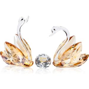 YWHL 50th Wedding Anniversary Swan Gifts for Parents, 50 Years for Couple, Crystal Swan Figurine Decoration for 50 Years of Marriage