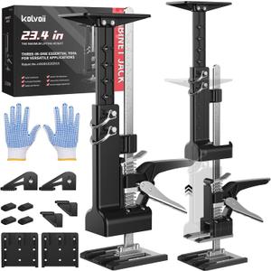 Kolvoii Cabinet Jacks for Installing Cabinets 2 Pack, Hand Lifting Jack Tool Multi-Function 0 to 23.4 Inches Drywall Lift Height Adjustment Third Hand Support System