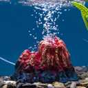 Uniclife Fish Tank Decorations, Realistic Resin Aquarium Volcano Decorations with Air Stone Bubbler, Volcano Bubbler Kit for Fish Tank Decor, Aquarium Decor with Bubbling Effect (Medium, Red)