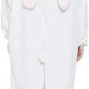 Easter Bunny Costume Rabbit Animal Dog Onesie for Adult Women Men Husky Puppy Plush One Piece Pajamas Cosplay (White, L)