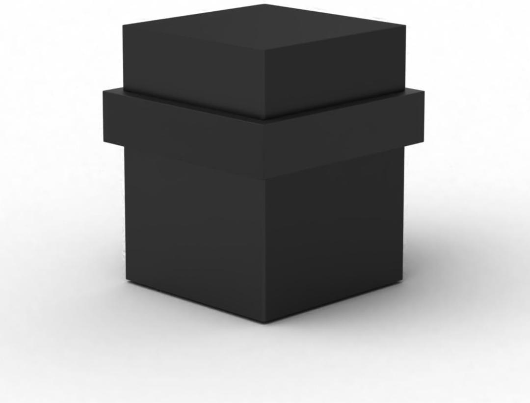 Mega Handles Square Floor Door Stopper, Quickly Installed Wall Protector Stopper, Wall Protectors from Door Knobs, Floor Door Stop with Mounting Hardware Included - Matte Black - 1.5 Inch