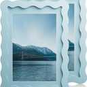 5x7 Wavy Picture Frame With Mat For 4x6, Wavy Edge Wooden Picture Frame with Real Glass - Wall Mount and Tabletop Display, Blue, 2 Pack