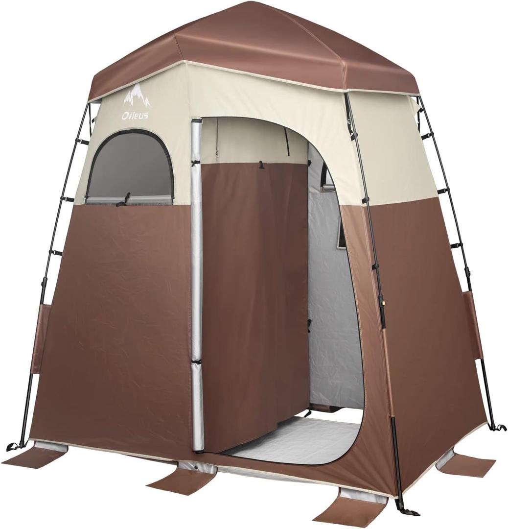 Oileus Pop Up Privacy Tent - Portable Shower Tent, Beach Changing Room, Camp Toilet, Instant Privacy Shelter - Camping, Beach, Hiking, Fishing (Double-Coffee)
