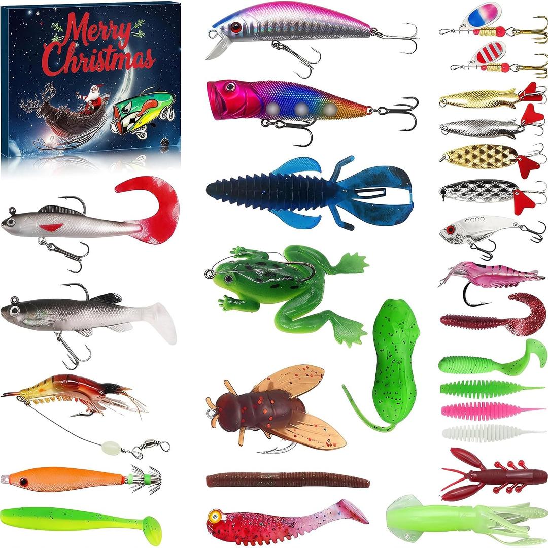 Fishing Advent Calendar 2026 Christmas - 24 Days Fishing Lures Kit