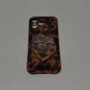 Compatible with Cute iPhone 17 Pro Max Case 6.9'', Tortoise Shell Phone Case with Brown Amber Print Leopard Heart Holder Stand Kickstand Shockproof TPU Protective Cover for Women Girls, Brown