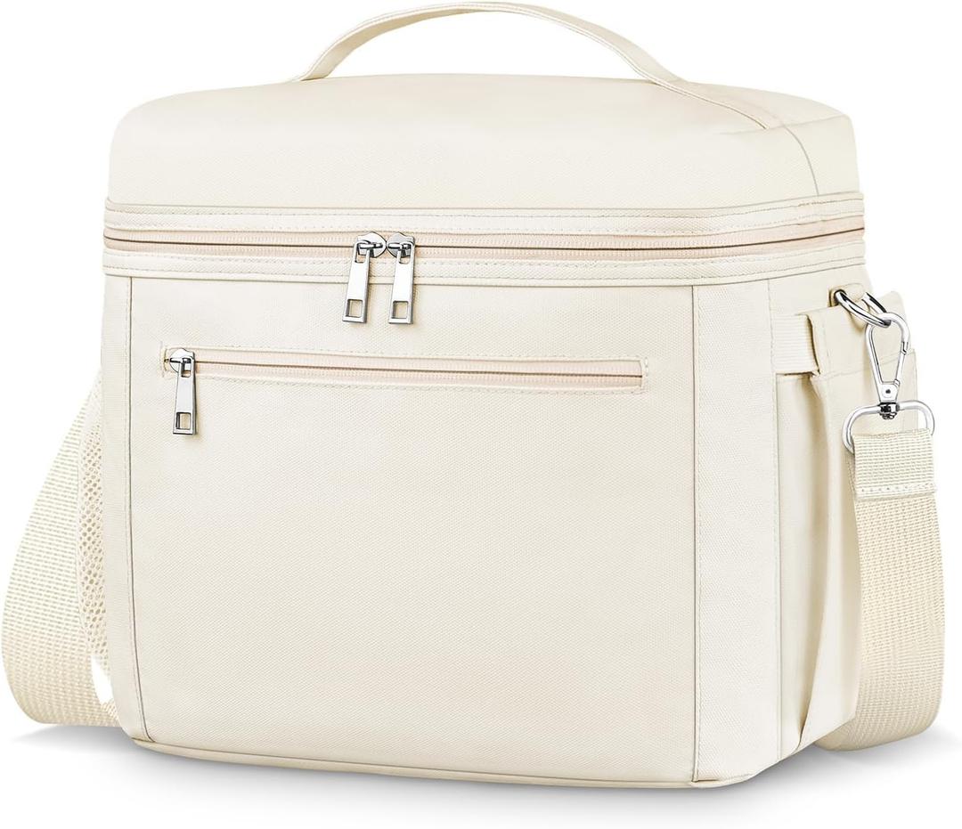 DALINDA Lunch Bag Cooler Bag Lunch Box for Women Men, Insulated Leak Proof Lunchbox Lightweight for Picnic,Grocery,Beach,Camping,Travel,Work (Large-13L, Beige)