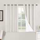 H.VERSAILTEX Primitive Linen Curtains 100% Blackout Curtain Drapes Burlap Fabric Curtains with White Thermal Insulated Liner, Grommet Top Drapes Living Room/Bedroom (2 Panels, 52 x 45 Inch, Ivory)