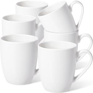 Urbanstrive 16 oz Large Coffee Mugs Set of 6 Ceramic Coffee Mug White Coffee Cups Tea Cups Idea Gift for Women Men House Warming Gifts New Home Office, White 6 Pack