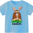 Boys Easter Shirts Kids Cotton Graphic Tees Casual T-Shirts 3-7 Years (Blue)