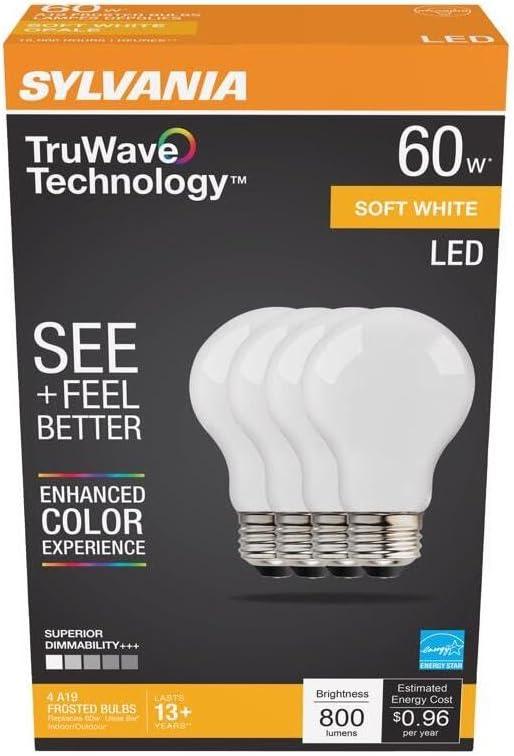 LEDVANCE Sylvania 40670 A19 Led Light Bulb, 2700 K, Pack 4