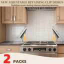 2 Pack Stainless Steel Stove Gap Covers, Kitchen Stove Gap Fillers, Heat Resistant Stove Guard Between Stove and Countertop, Snap-on design prevents shifting, adjustable from 13.8" to 26.8 "