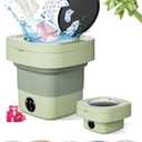 9L Portable Washing Machine, Mini Laundry Washer with 3 Kinds of Time Modes, for Underwear, Baby Clothes, Sock, Small Delicates. Foldable Washing Machine for Apartment, Home, Hotel, Camping, RV(Green)