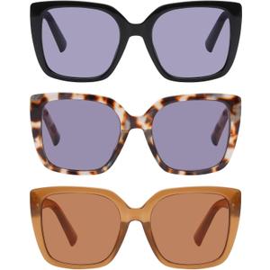 DOOViC 3 Pack Oversized Reading Glasses for Women Blue Light Blocking Square Stylish Computer Readers