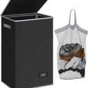 Laundry basket with lid 100L large and extended foldable laundry basket Laundry basket with bag Detachable and easy to carry Grey (90L, Dark gray)