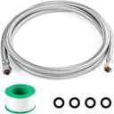 Refrigerator Ice Maker Water Line,8ft Stainless Steel Braided "by" Ice Maker Hose Burst Proof Water Supply Line,Food grade PVC Inner Tube Fit to ALL Refrigerator Ice Maker