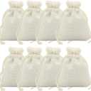 50PCS Burlap Gift Bags with Drawstring,Linen Candy Goodies Bag for Christmas Wedding Party and DIY Craft Packing (5x7 Inch | 13x18 CM, Beige)1