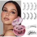 FADLASH Magnetic Eyelashes Natural Look 2 Pairs Fluffy False Eyelashes Reusable Magnetic Lashes Kit with Applicator No Glue Needed Easy to Wear and Remove (806+B7)