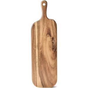 BILL.F Acacia Wood Cutting Board with Handle Small Size Long Wooden Charcuterie Board Paddle Cheese Board Serving Boards for Kitchen Meat, Pizza,Cheese, Bread, Vegetables &Fruits 16'' x 4.7'' x 0.6''