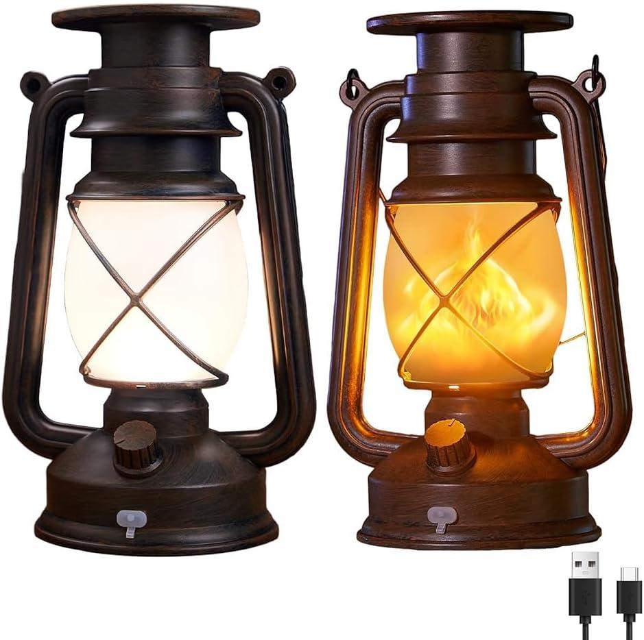 KOOPER Solar Lantern Outdoor Lights, Vintage Flickering Flame Solar Lanterns Lights Outdoor Waterproof, Hanging Outdoor Solar Lanterns Lights, Rechargeable Lantern for Yard Garden Table Decor 2 Pack