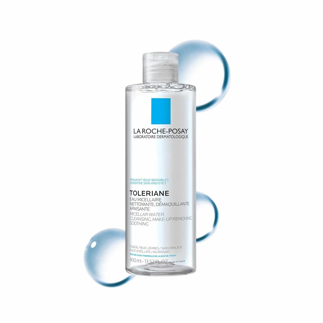 La Roche-Posay Micellar Cleansing Water for Sensitive Skin, Micellar Water Makeup Remover, Cleanses and Hydrates Skin, Gentle Face Toner, Oil Free (13.52 Fl Oz)