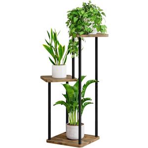 AZERPIAN 3 Tier Plant Stand Indoor Metal Plant Shelf for Multiple Plants Corner Flower Holders for Living Room Balcony Bedroom Patio Garden, Black (Black, 3 Tier)