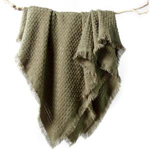 lifein Fall Throw Blanket for Couch-Soft Boho Bed Throw Blankets, Cozy Knitted Green Waffle Throw, Small Farmhouse Lightweight Blanket & Throw for Autumn, Woman, Man, Chair, Sofa, Home Decor(Green, 50 * 60")