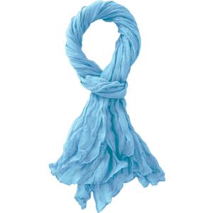 Belsen Summer Cotton Blend Crinkle Vintage Soft Scarf Fashion Solid Scarf Wrap Shawl (Bright Blue)