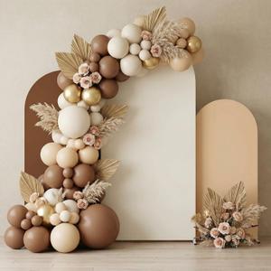 SmoothNovelty Set of 3 Wedding Arch Cover 4ft/5ft /6ft Spandex Fitted Wedding Arch Stand Covers 2 Sided Round Top Backdrop for Birthday Party Baby Shower Ceremony Banquet(Beige, Brown, White)