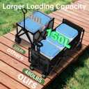 Extra Long Collapsible Wagon Cart, 480LBS Heavy Duty Utility Wagons with All-Terrain Wheels, Foldable Grocery Carts for Gardening, Shopping, Beach, Camping, Black
